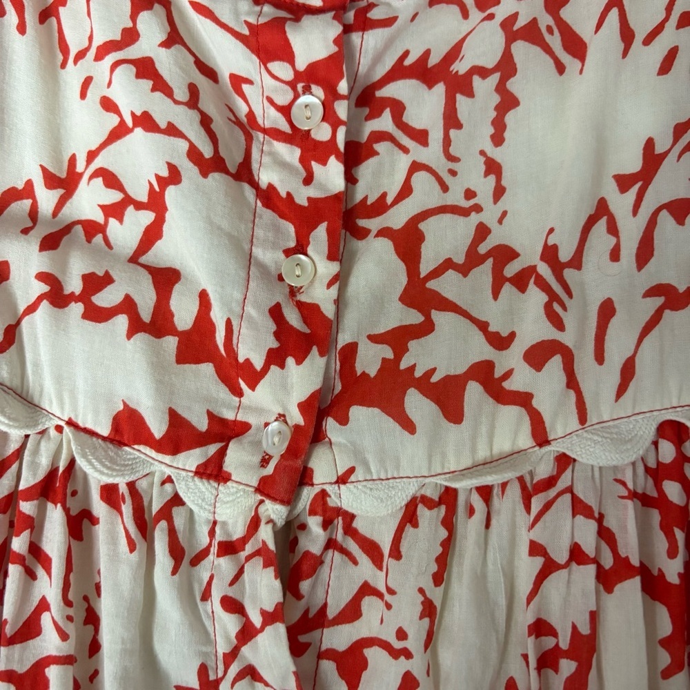 Juliet Dunn Tuckernuck Tie Shoulder Palladio  Print Midi Dress Red + White Sz S - Picture 3 of 8